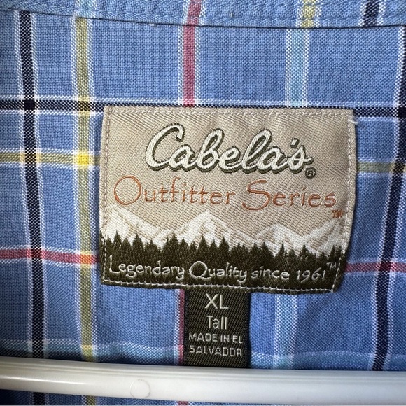 Cabela’s Blue Plaid Long Sleeve Button Down Collared Shirt - Picture 9 of 11